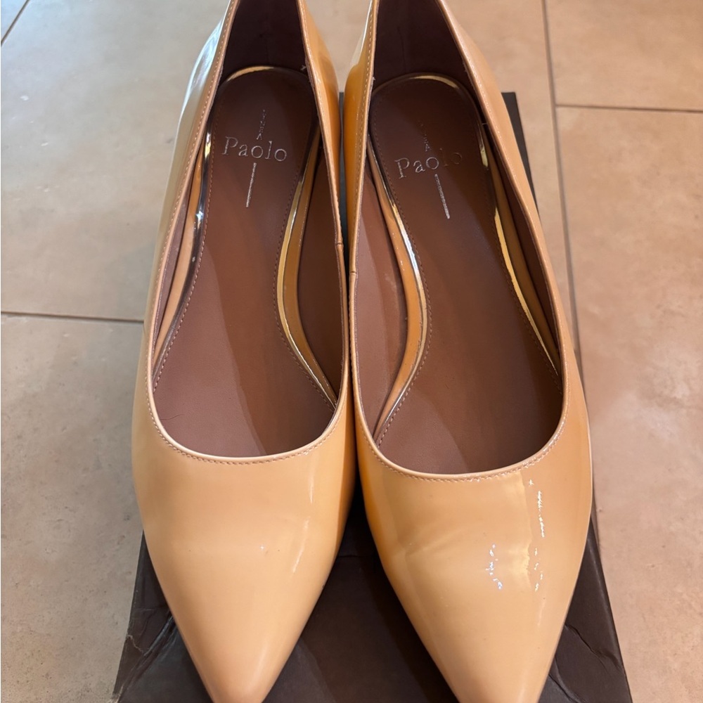 Paolo Pink Patent Heels Elegant Pointed Toe